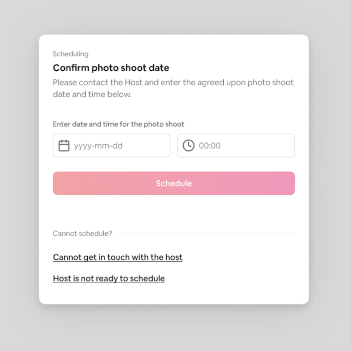 Confirm photoshoot date screenshot