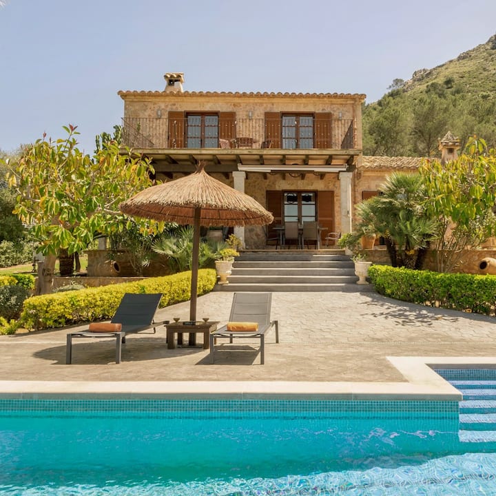 An inviting pool outside a sprawling Spanish estate. 