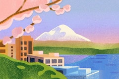 An illustration of the mountains in Seattle, Washington.