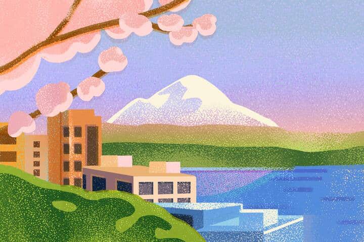 Ilustración de las montañas de Seattle, Washington.