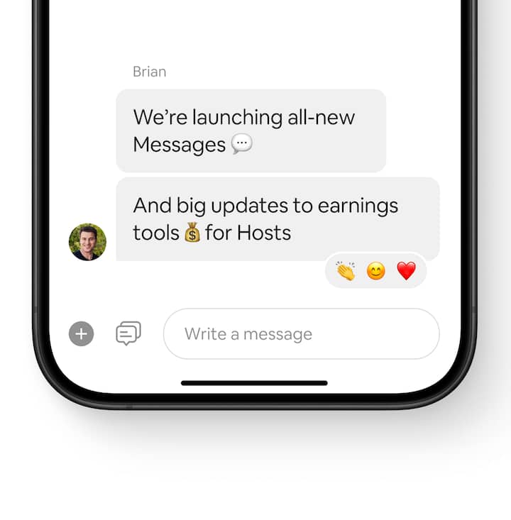 Airbnb app showing all-new Messages tab with the “All” filter selected, followed by the “Hosting” and "Unread" filters.