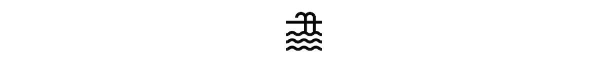An icon representing Airbnb homes with pools. The icon shows a black and white illustration of swim-up bars in a pool.