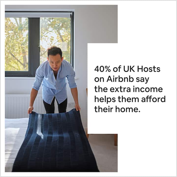 40% of UK Hosts on Airbnb say the extra income helps them afford their home