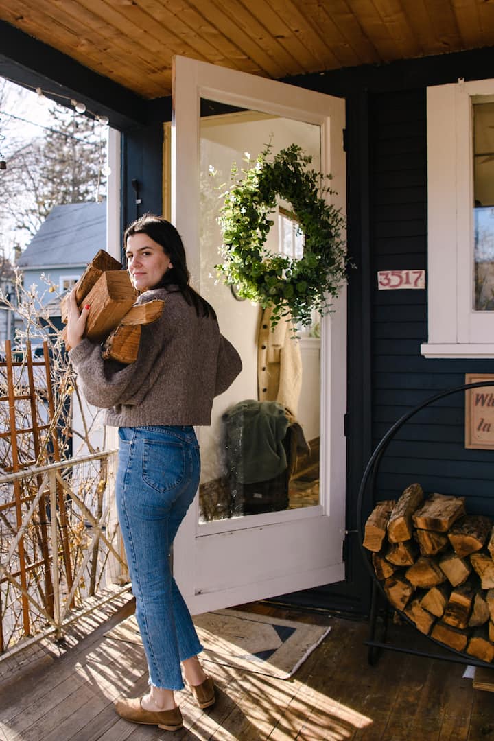 Host in front of house