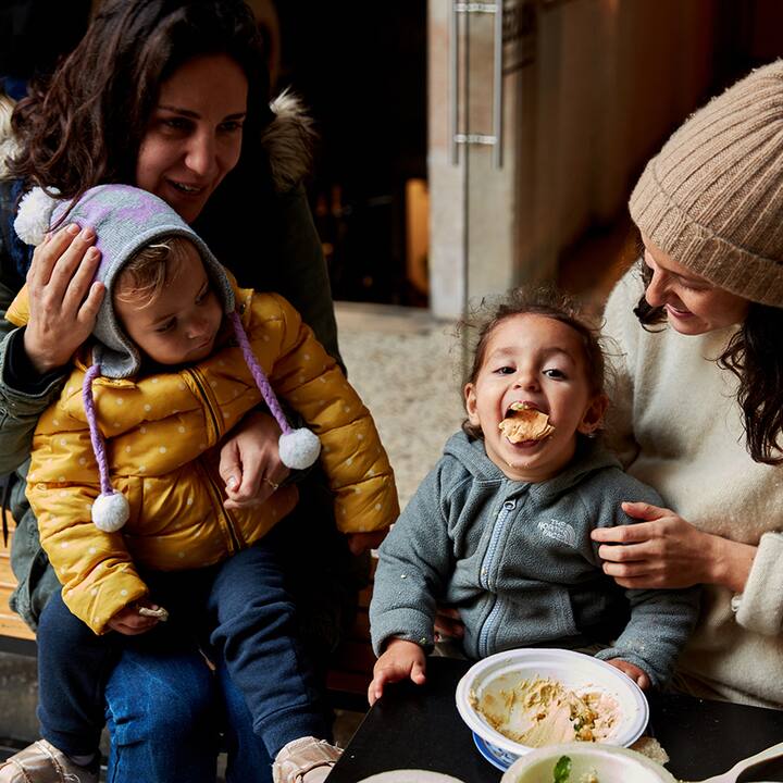 Family eating outside