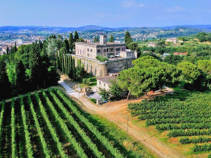 Castle in Italy surrounded by vineyards