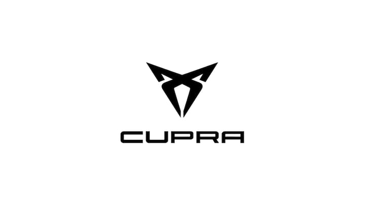CUPRA logo with a stylized emblem above the brand name in black text.