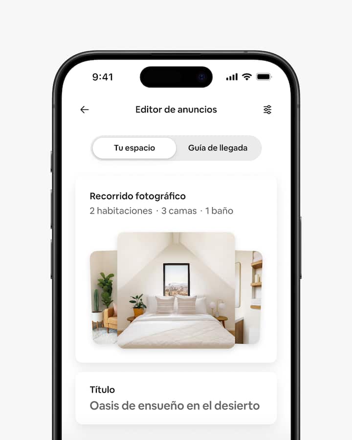 Una imagen del editor de anuncios con tres imágenes del recorrido fotográfico de ese anuncio