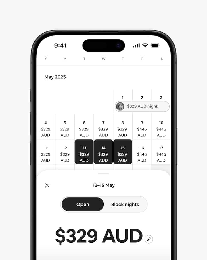 An image showing a host updating their calendar by adjusting dates and rate
