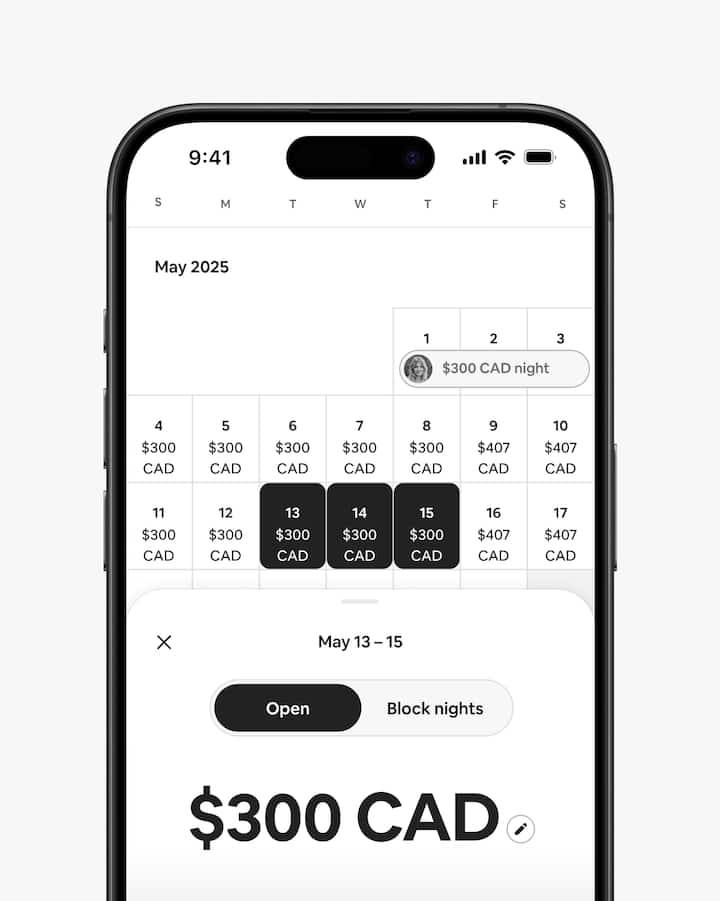 An image showing a host updating their calendar by adjusting dates and rate