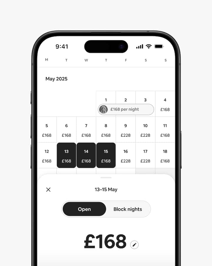 An image showing a host updating their calendar by adjusting dates and rate