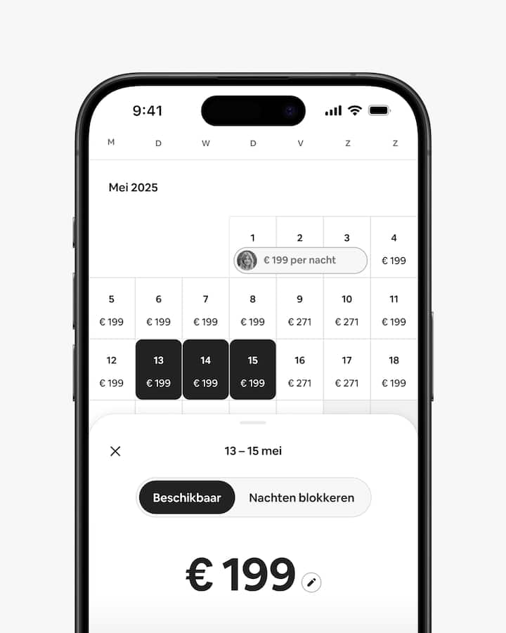 Een afbeelding waarop een host de kalender bijwerkt door datums en tarieven aan te passen.