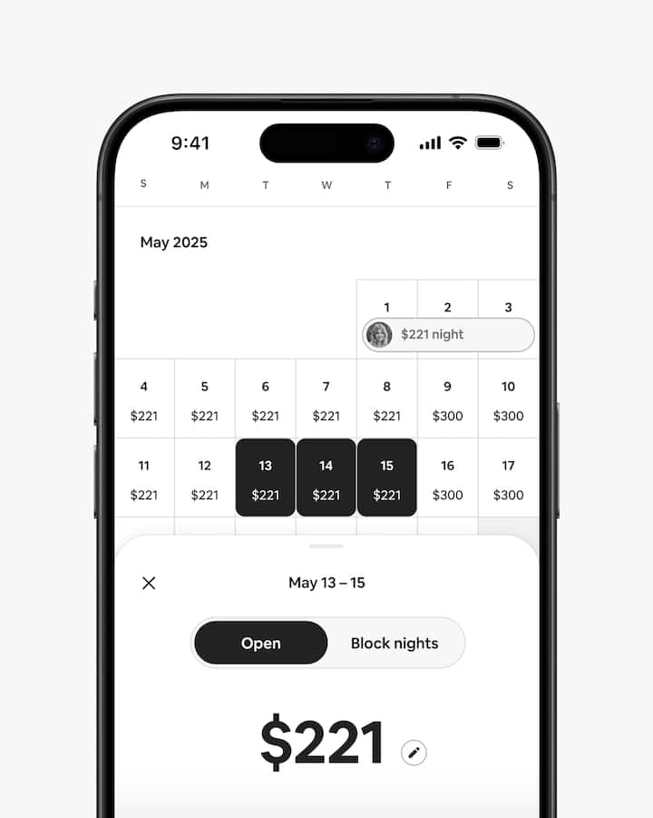 An image showing a host updating their calendar by adjusting dates and rate