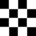 A black and white checkered pattern with alternating squares.