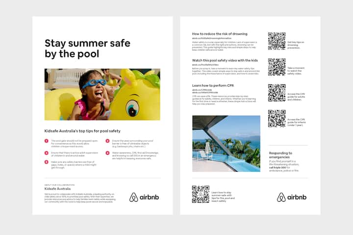 Cartel de seguridad en la piscina.