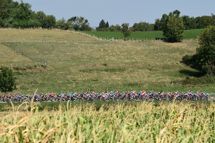 Les coureurs du Tour de France traversent la campagne