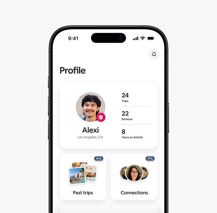 Aplikacija Airbnb u kojoj se vidi rubrika Profil u novom izdanju, a sada se u njoj prikazuju prethodna putovanja, ali i svi suputnici tog korisnika.