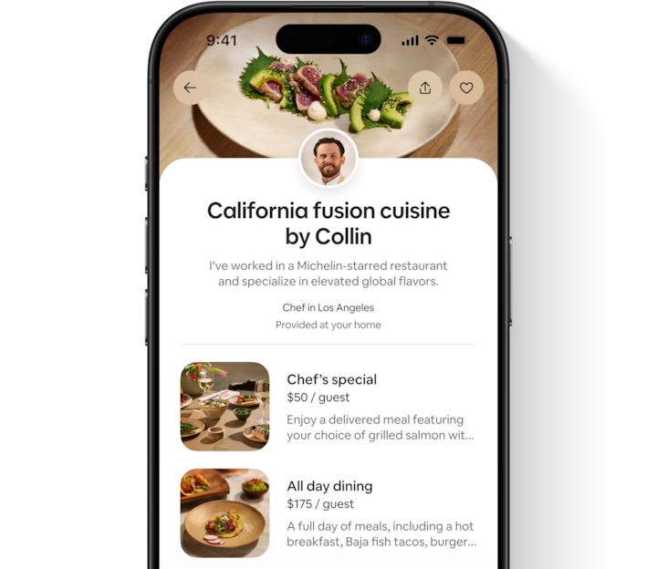 Airbnb app showing a provider’s various service offerings and qualifications