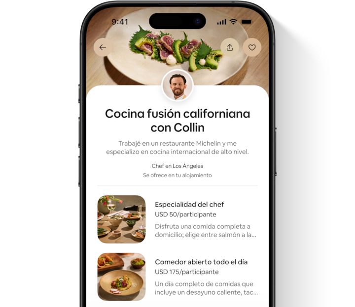 La app de Airbnb muestra los distintos servicios que ofrece un proveedor junto a sus cualificaciones