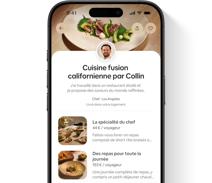L'application Airbnb présentant les différentes offres de services et les qualifications d'un prestataire.