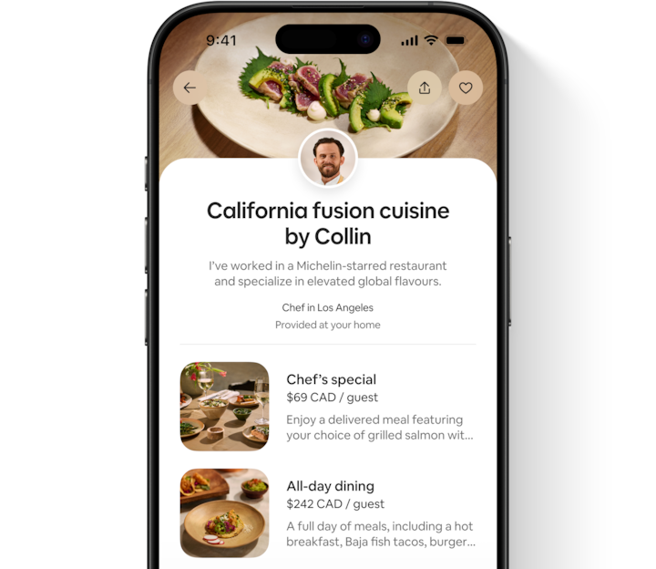 Airbnb app showing a provider’s various service offerings and qualifications