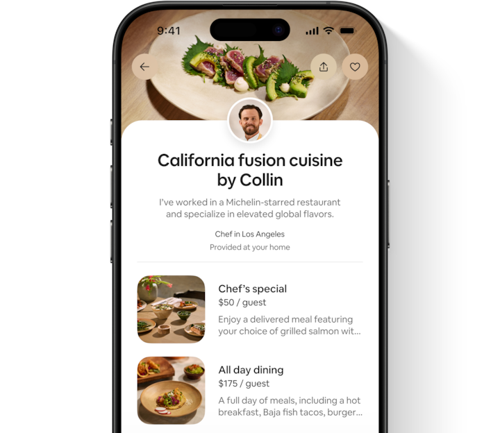 Airbnb app showing a provider’s various service offerings and qualifications