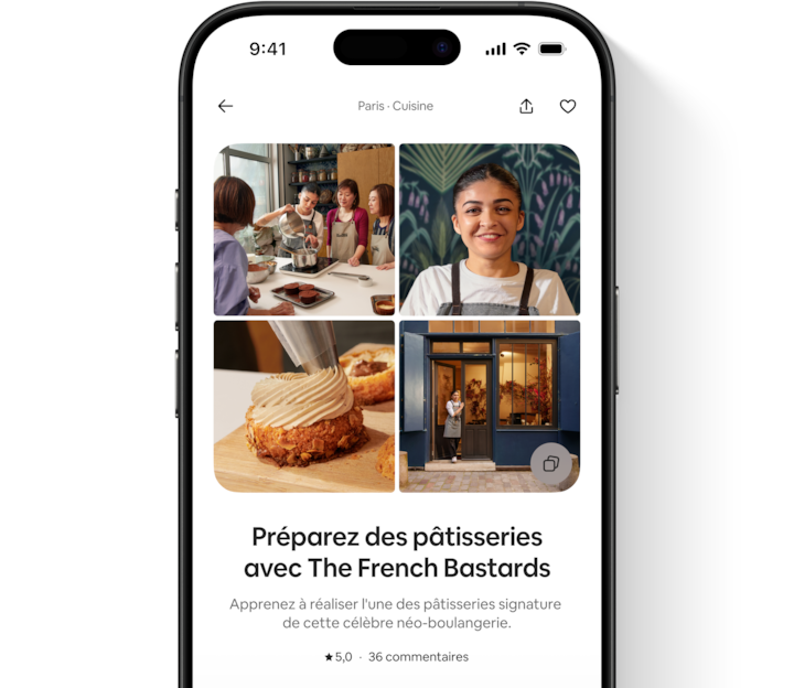 L'application Airbnb présentant l'annonce repensée d'une expérience Airbnb