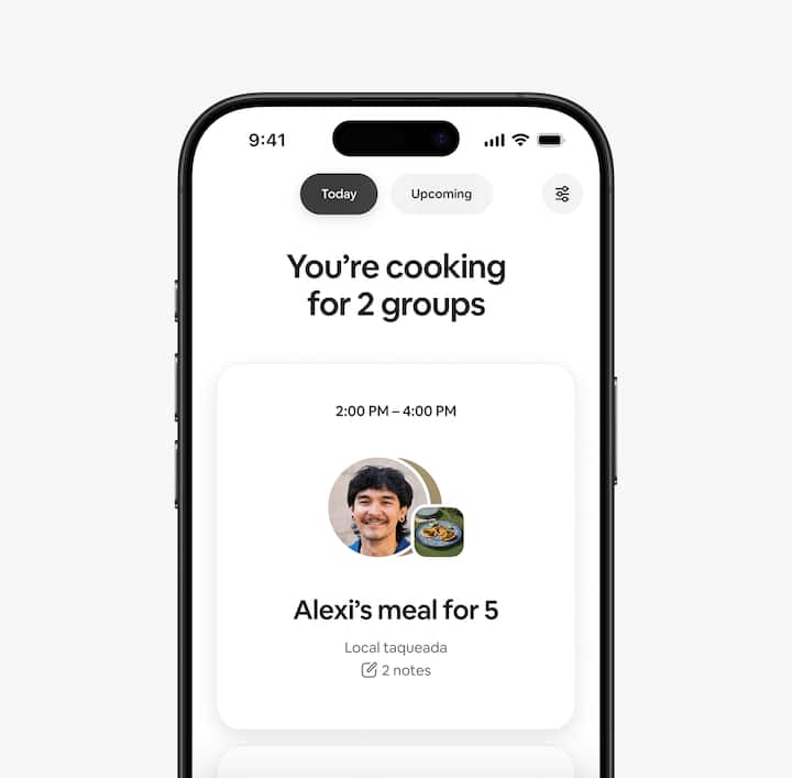 A host’s view of the Today Tab in the Airbnb app showing relevant details for current bookings.