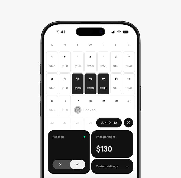 Airbnb app showing how everything is easier to access in the redesigned calendar.