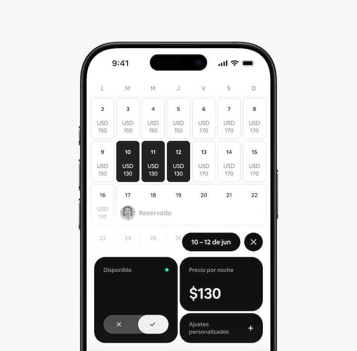 La app de Airbnb muestra cómo el nuevo diseño del calendario permite acceder a cualquier función con mucha más facilidad.