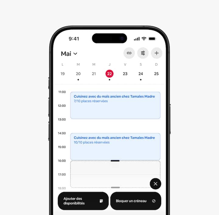 Une vue du calendrier montre comment Airbnb peut se synchroniser avec les calendriers de l'hôte pour faire apparaître les réservations.