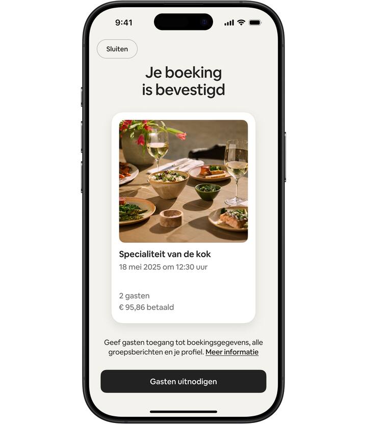De Airbnb-app met een geboekte en betaalde service.