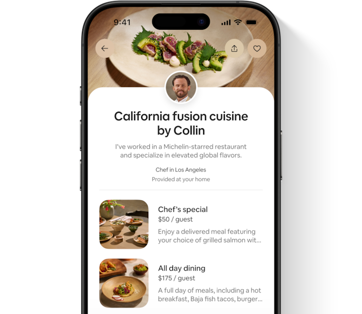 Airbnb app showing a provider’s various service offerings and qualifications