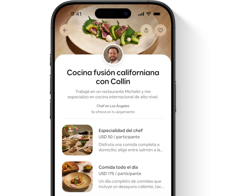 La app de Airbnb muestra los distintos servicios que ofrece un proveedor junto a sus cualificaciones