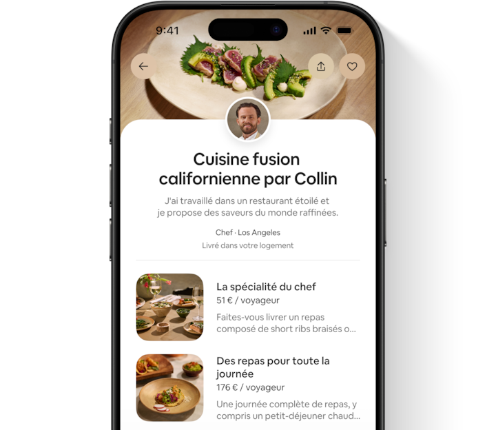 L'application Airbnb présentant les différentes offres de services et les qualifications d'un prestataire.