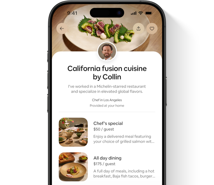 Airbnb app showing a provider’s various service offerings and qualifications