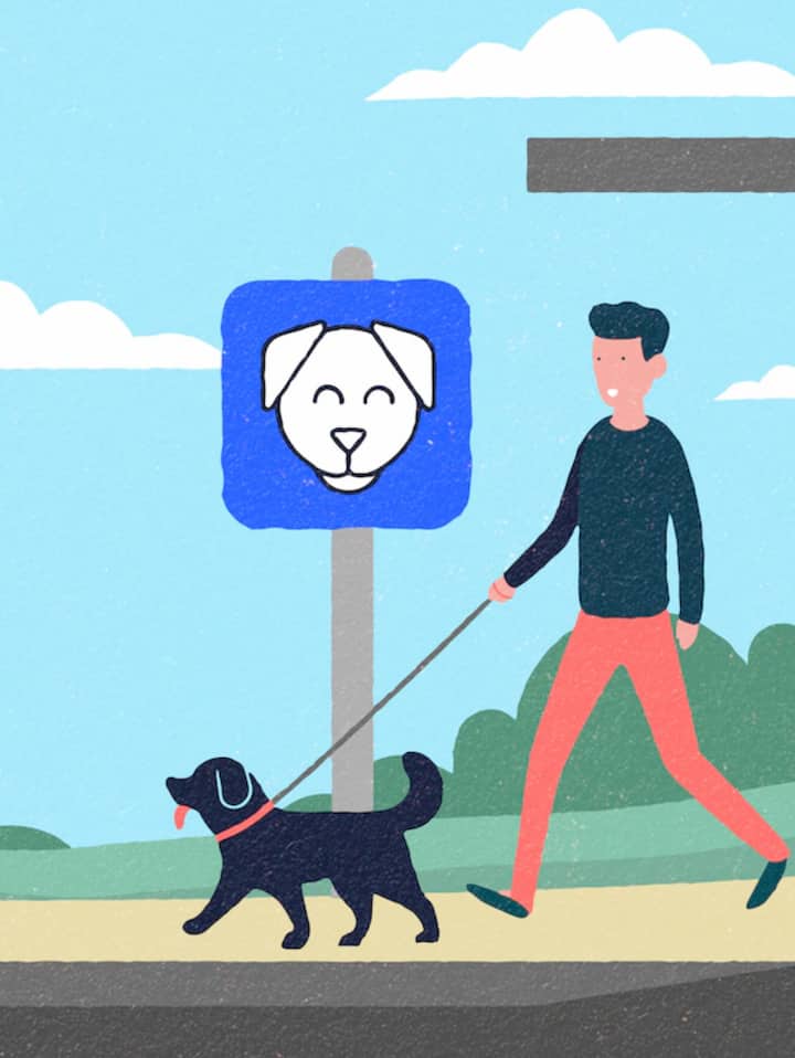 Hombre paseando perro