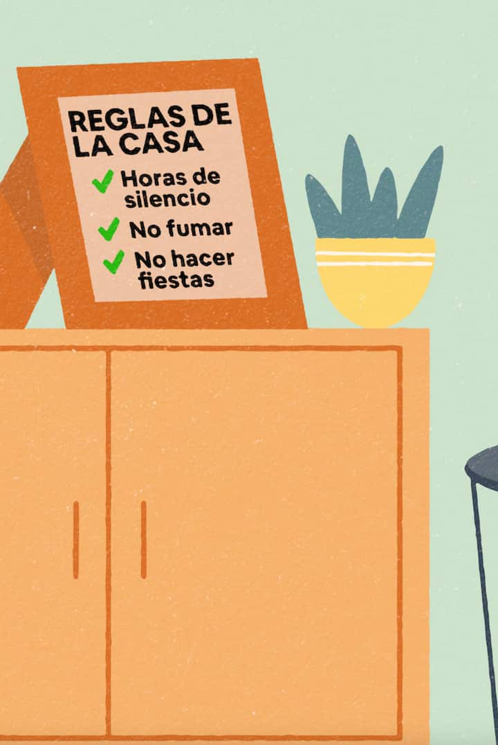 Letrero con reglas de la casa