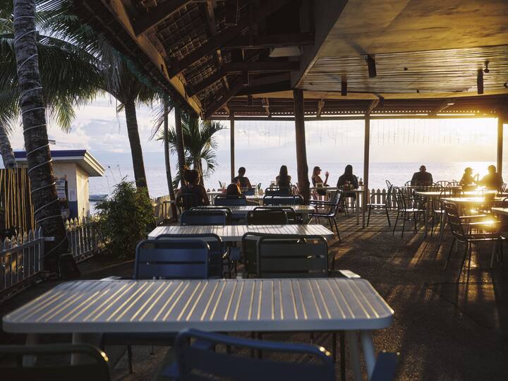 Sunset shot from a beach resort cafe