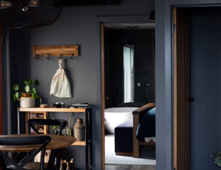 Moody interior with dark walls