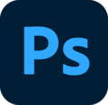 Adobe Photoshop logo with a dark blue square background and light blue 'Ps' letters in the center, representing the recommended software for editing and merging HDR images.