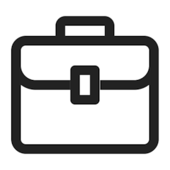 Outline icon of a briefcase, representing professional resources for getting started with Airbnb Luxe photo program.