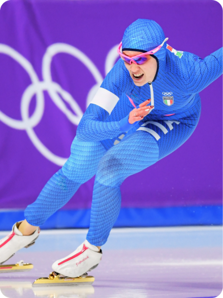 Action shot of Francesca Bettrone racing around the track