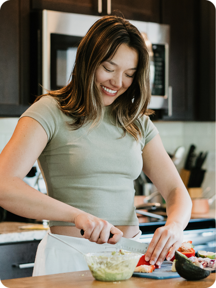 Olympian Zoe Atkin prepares a healthy breakfast in a residential kitchen