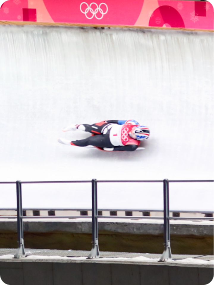 Aerial shot of a Romanian luge racer