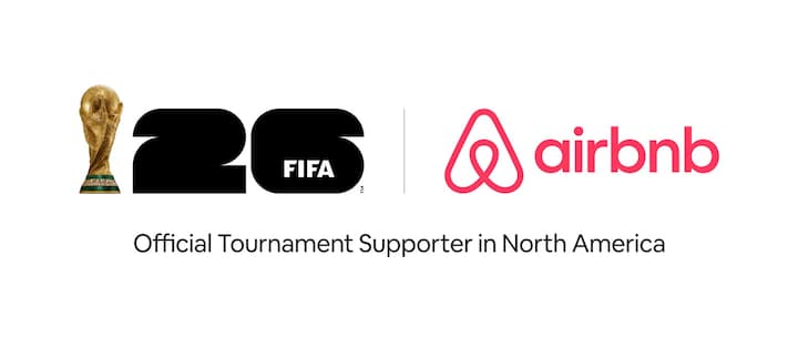 Airbnb logo alongside FIFA 26 branding and the text "Official Tournament Supporter in North America" beneath it.