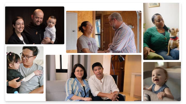 Collage of hosts, guests and volunteers