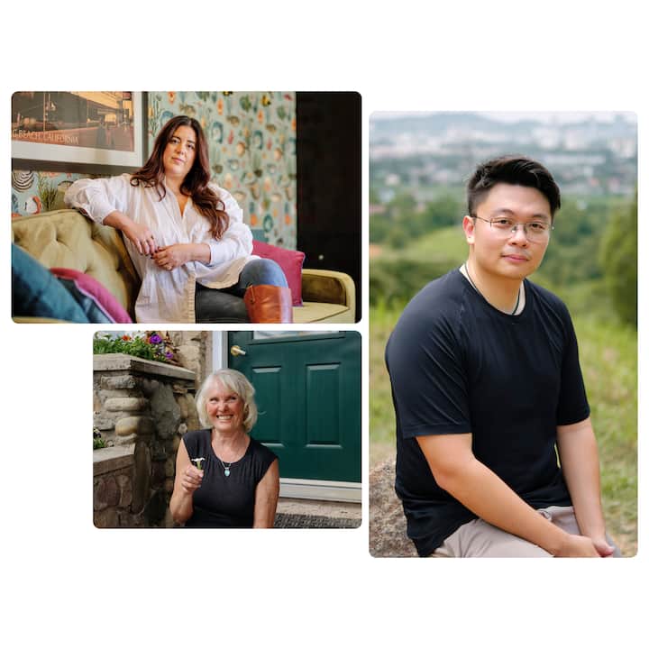 Collage of hosts, guests and volunteers