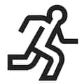 Black and white illustration of a running figure, symbolizing action and leadership on a set.