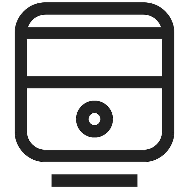 An abstract icon resembling a train, symbolizing transportation, used in a case study about economic strategies in Osaka highlighted on Airbnb Japan's public policy page.